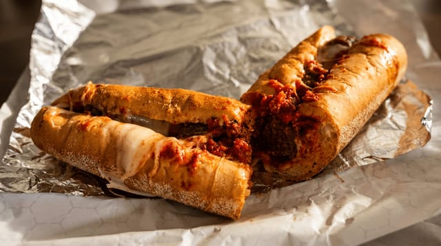 Meatball Parmigiana Sandwich.