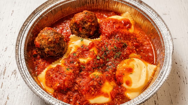 Ravioli with Meatball.